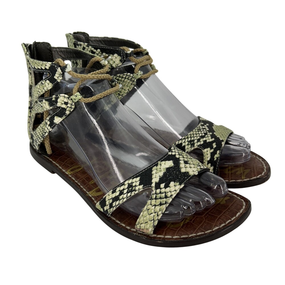 Sam Edelman Sandals Shoes Womens Size 8 Gwenna Snake Print Gladiator Side Tie